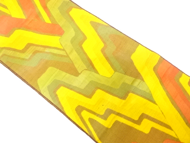 抽象山並模様織り出し紬名古屋帯